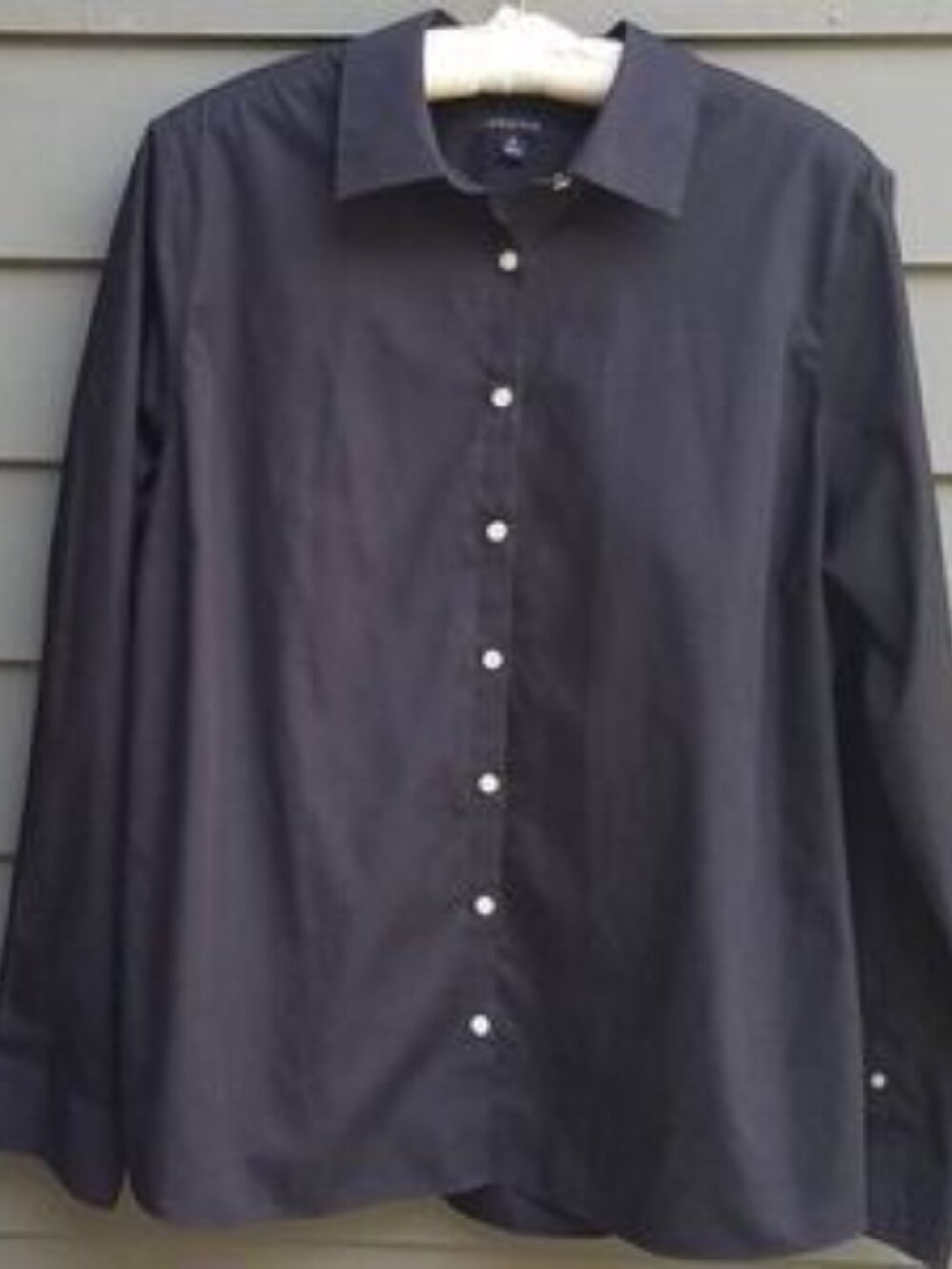 LandsEnd Black Wrinkle Free button Down Blouse Size 16